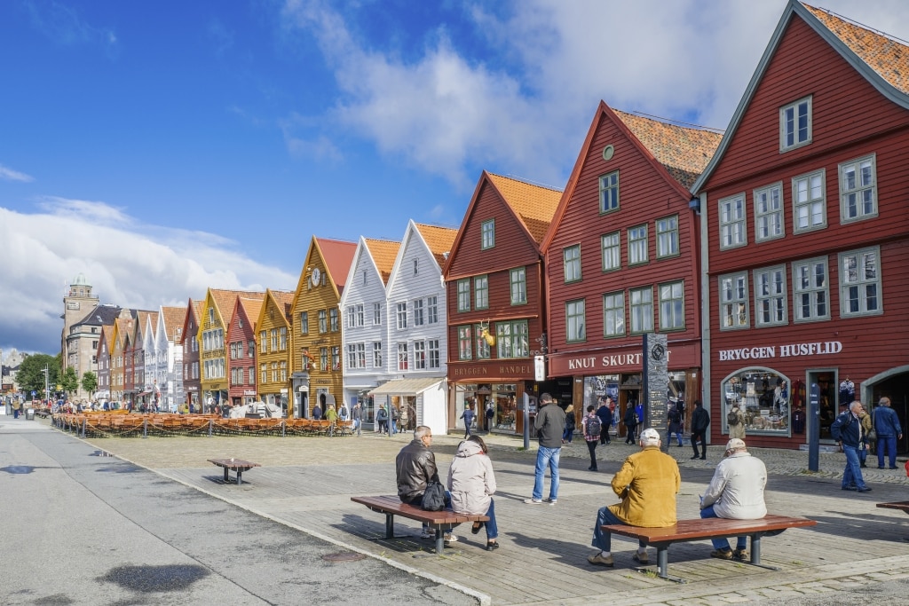 bryggen bergen noorwegen Centrum van Bryggen in Bergen, Noorwegen