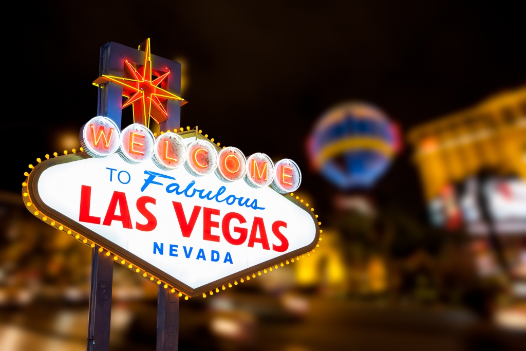 las vegas bord the strip verenigde staten Las Vegas bord en The Strip op de achtergrond in de Verenigde Staten
