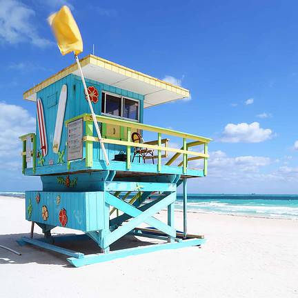 Strandhuis van de strandwacht in Miami, Florida, Amerika