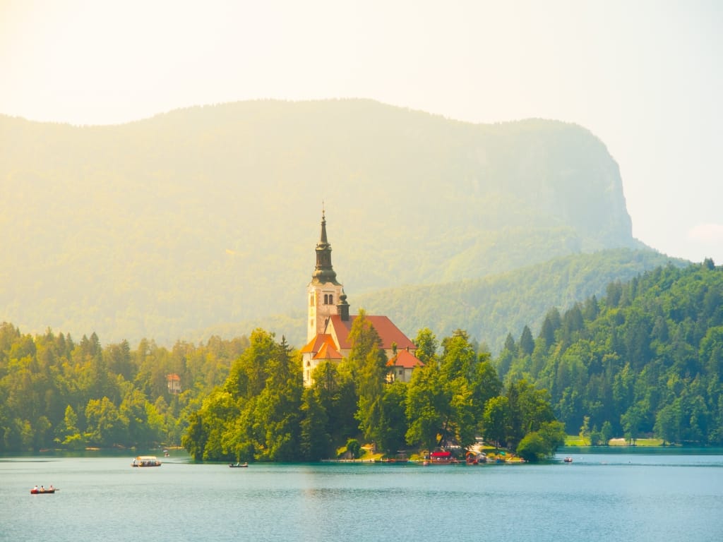 kerk meer van bled slovenie Kerk op Meer van Bled, Slovenië