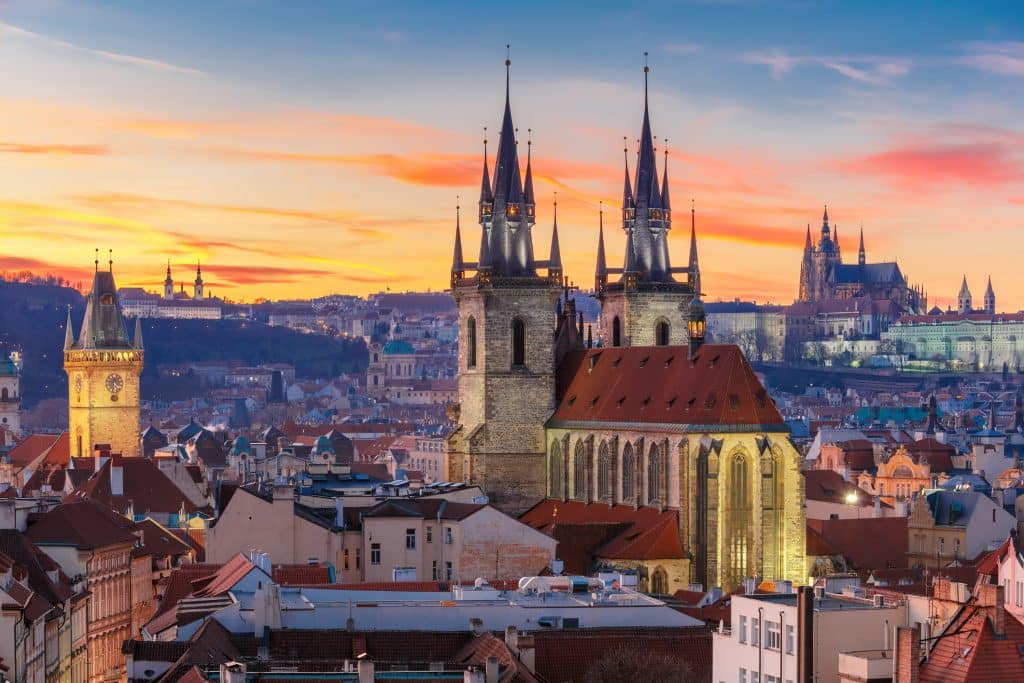 Uitzicht over de oude stad van Praag