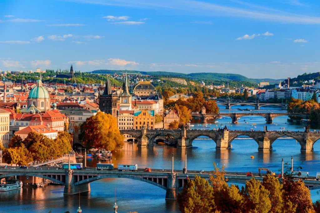 bruggen over Praag Bruggen over de Moldau in Praag