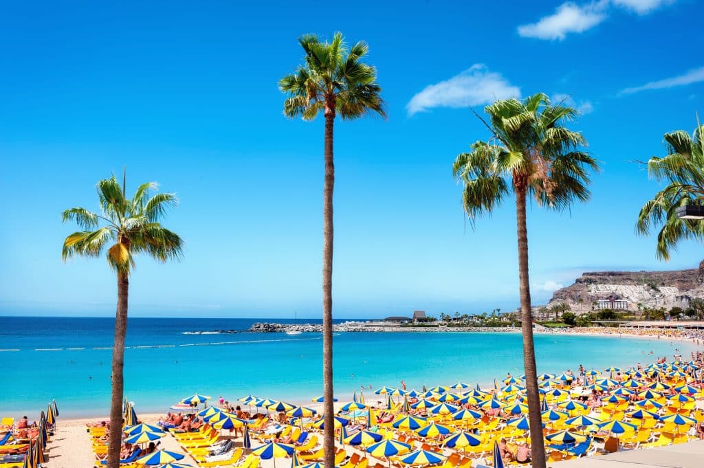 Playa de amadores gran canaria spanje Strand van Playa de Amadores op Gran Canaria, Spanje