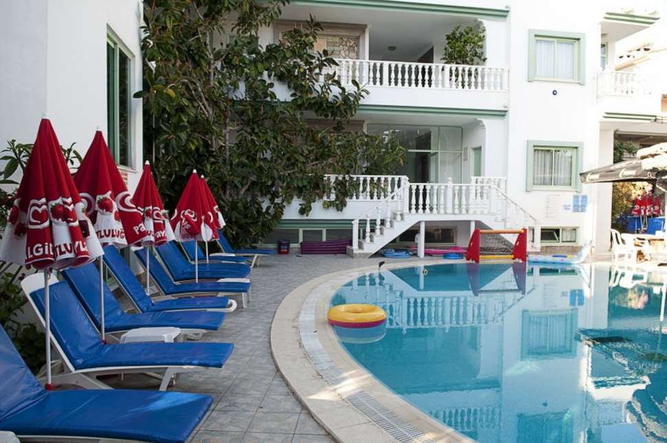 terras karakas appartementen marmaris turkije Zwembad Karakas Appartementen in Marmaris, Turkije