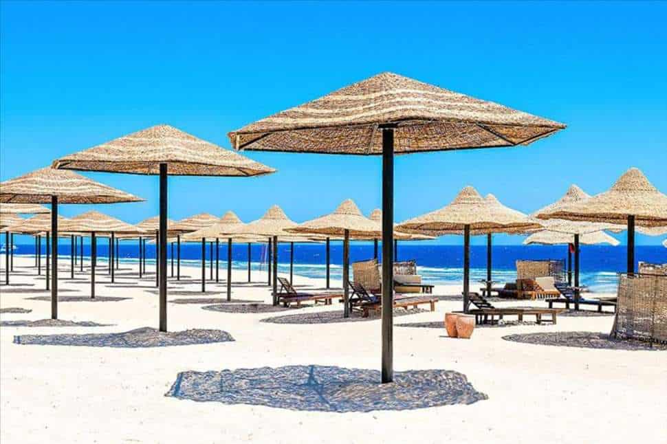 Strand van Siva Port Ghalib Hotel in Marsa Alam, Egypte