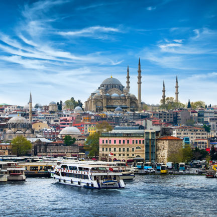 uitzicht over Sultanahmet in Istanbul, Turkije