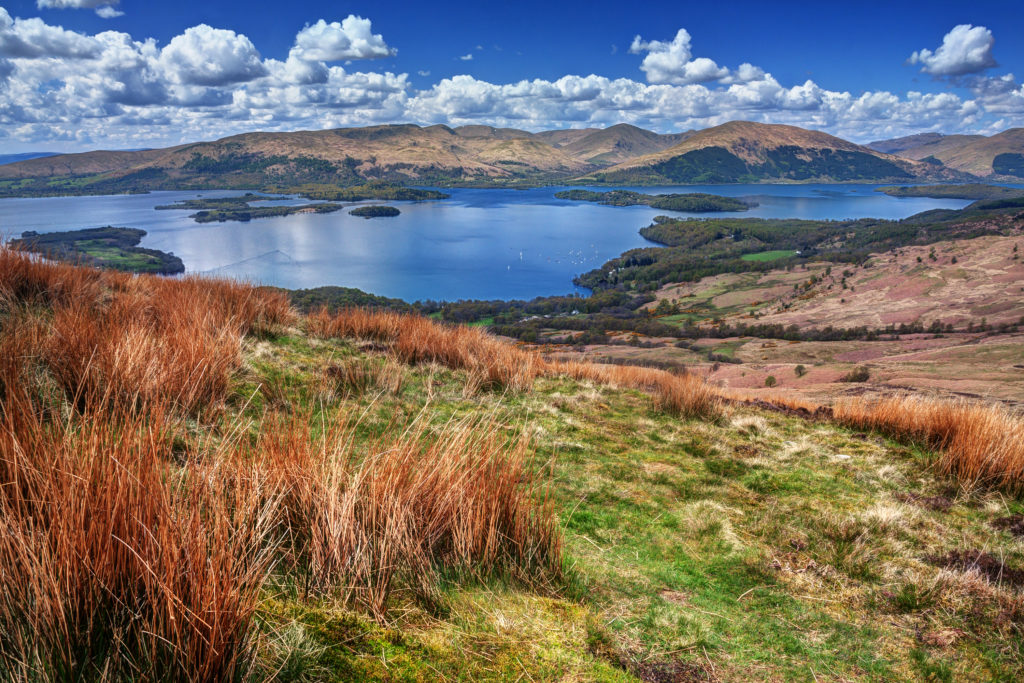 uitzicht landschap rond loch lomond schotland Uitzicht over het landschap rond Loch Lomond in Schotland
