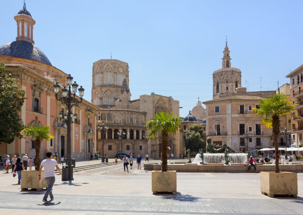 plein valencia spanje Plaza de la Virgen in Valencia, Spanje