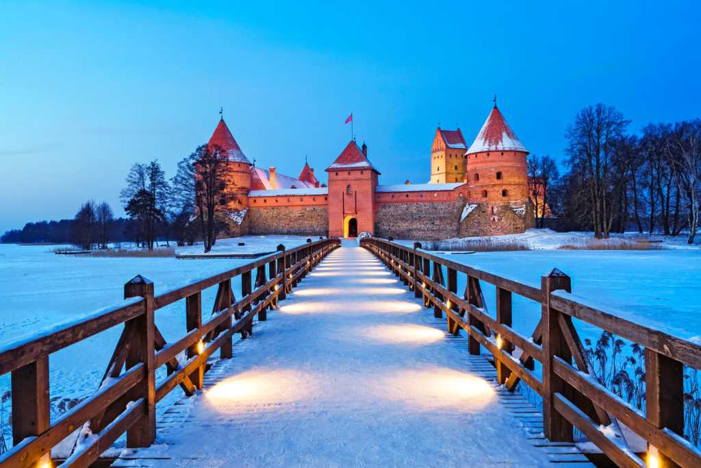 Kasteel van Trakai in de winter, Litouwen