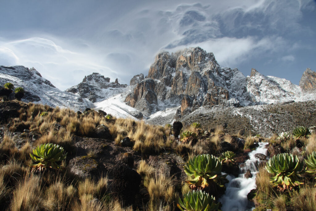 mount kenya tijdens zonsopkomst Mount Kenya tijdens zonsopkomst