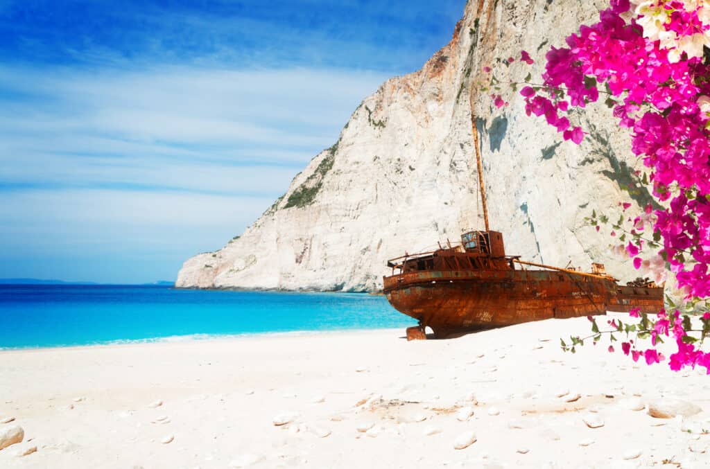 scheepswrak navagio beach zakynthos griekenland Scheepswrak op Navagio Beach, Zakynthos