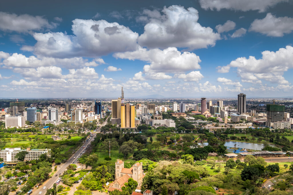 uitzicht centrum nairobi kenia Uitzicht op het centrum van Nairobi in Kenia