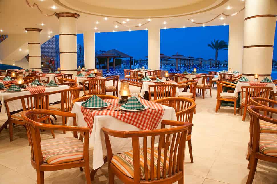 restaurant aladdin beach resort in hurghada rode zee egypte Restaurant van Aladdin Beach Resort in Hurghada, Rode Zee, Egypte