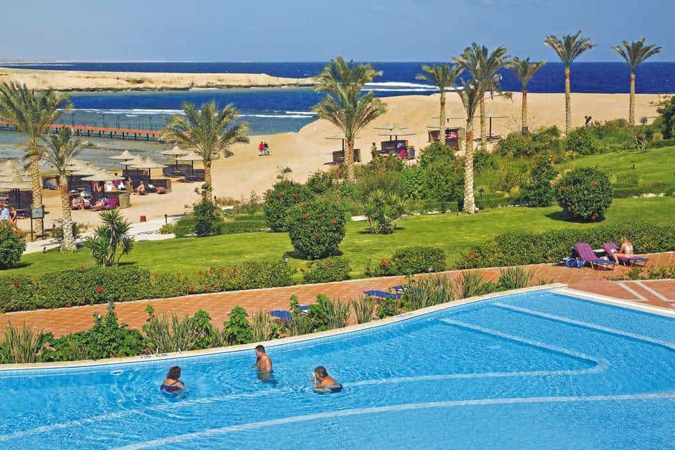 uitzicht jaz lamaya resort in marsa alam rode zee egypte Uitzicht van Jaz Lamaya Resort in Marsa Alam, Rode Zee, Egypte