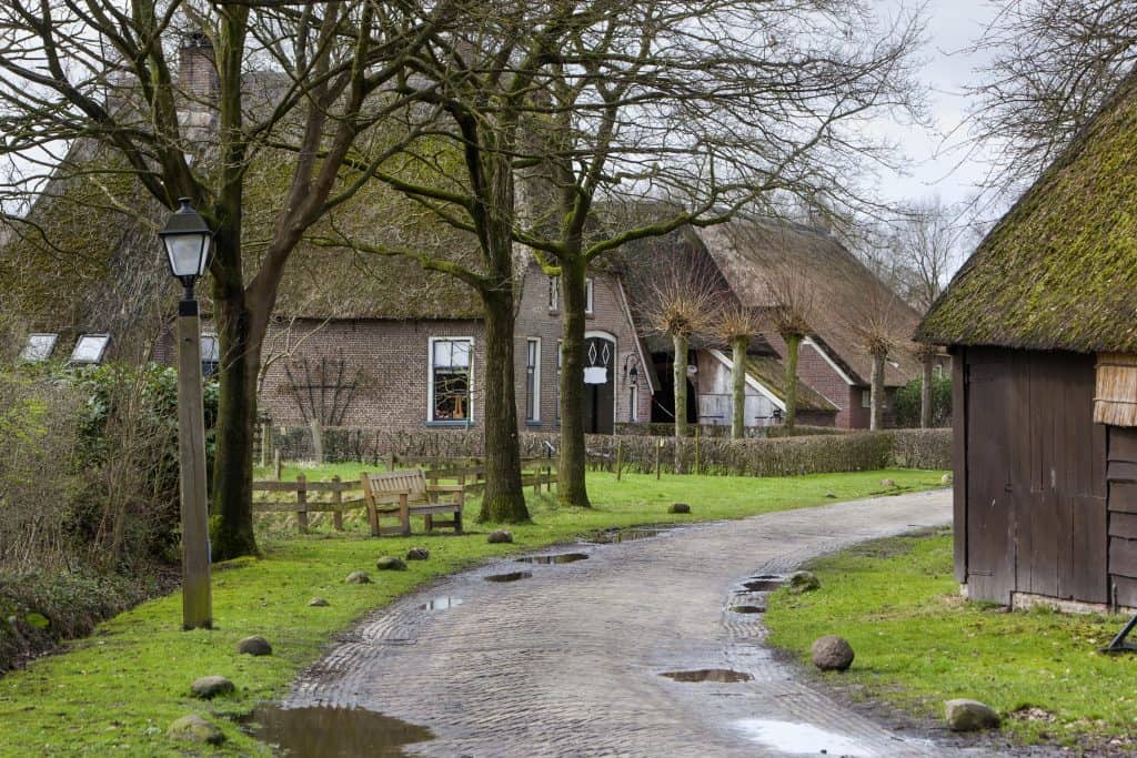straat met boerderijen orvelte drenthe straat met boerderijen in Orvelte, Drenthe